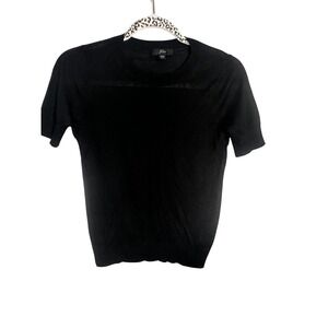 J.Crew Womens Black Silk Blend Short Sleeve Crewneck Fitted Sweater XXS